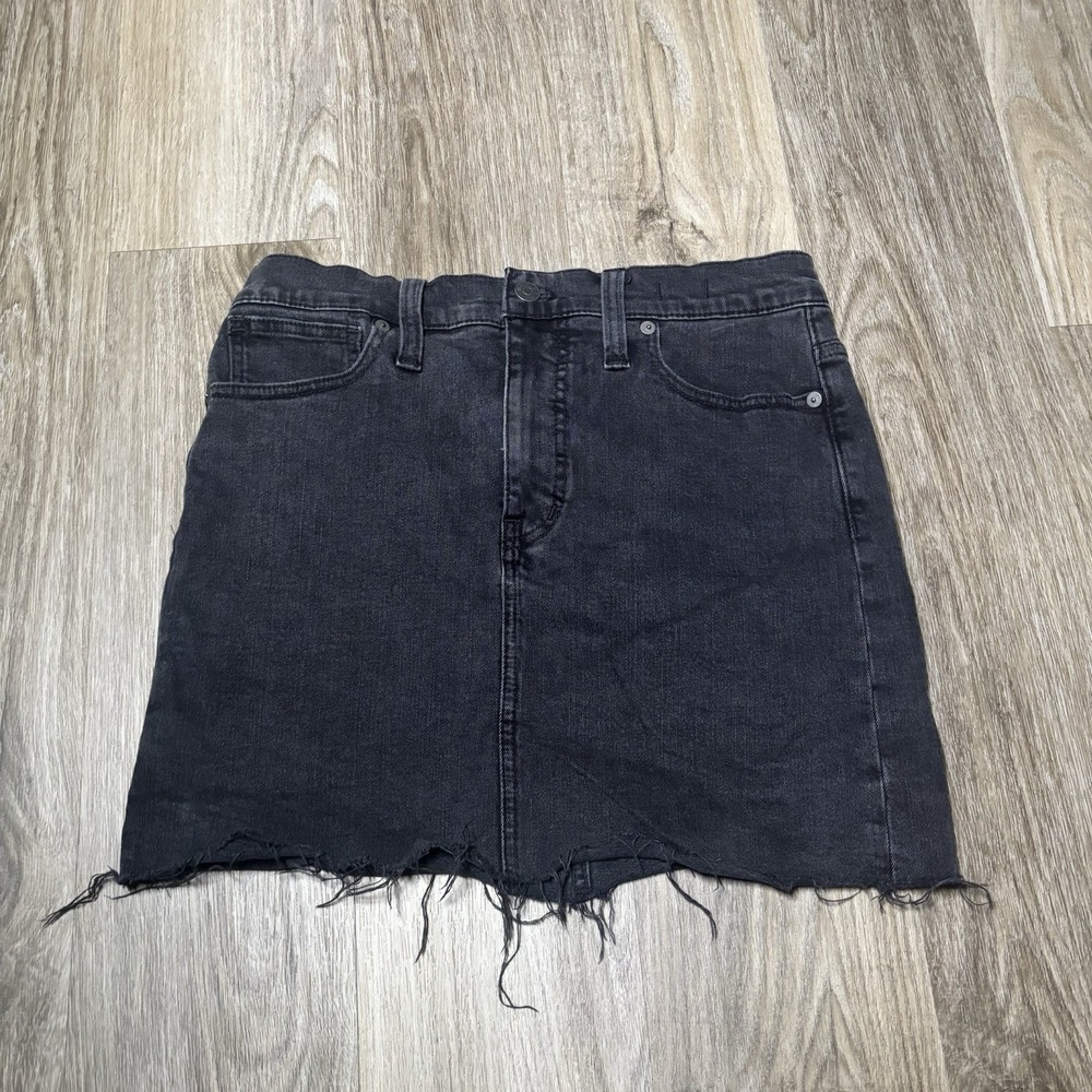 Madewell Women's Stretch Denim Straight Mini Skirt Size 27 Black Wash